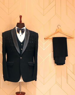 Collection of Classy Black Coloured Suit Set in a gallery layout