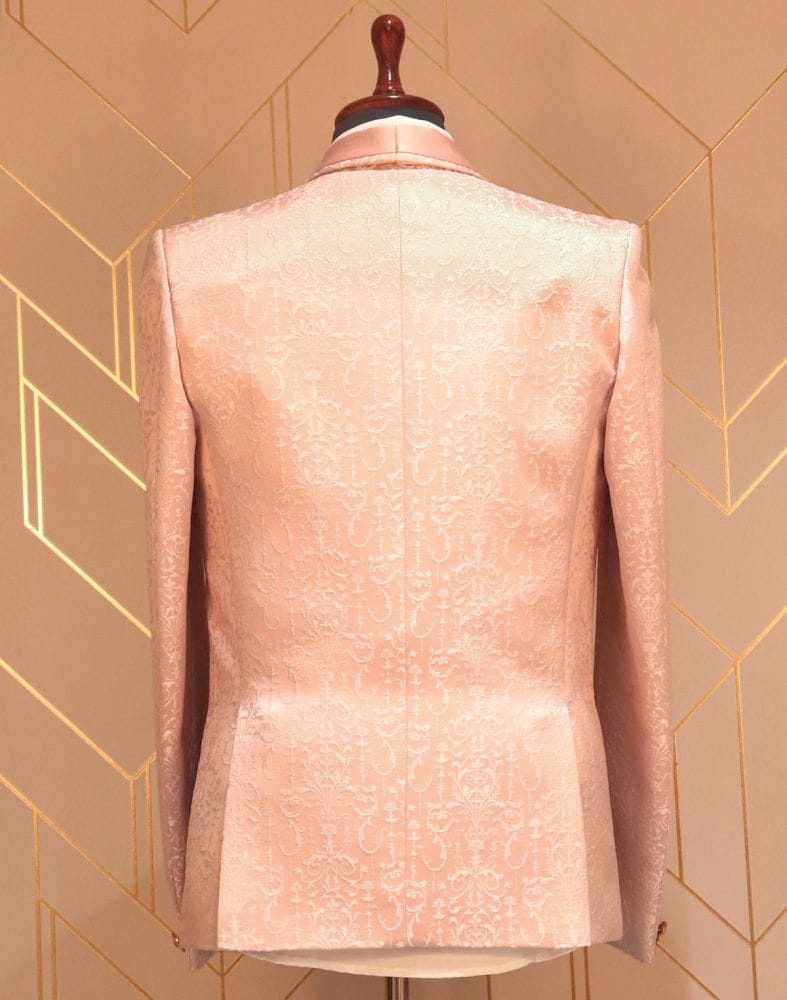 Collection of Graceful Peach Self Design Weave Suit Set in a gallery layout