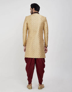 Collection of Gold Zardosi Embroidery And Collar Work Wedding Sherwani in a gallery layout