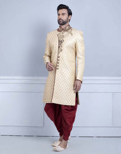 Collection of Gold Self Design Zardosi Work Sherwani For Wedding in a gallery layout