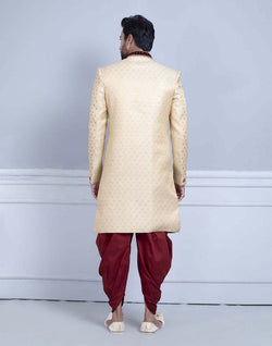 Collection of Gold Self Design Zardosi Work Sherwani For Wedding in a gallery layout