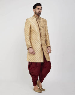 Collection of Gold Heavy Embroidery Sherwani With Peshawari Wedding Sherwani in a gallery layout