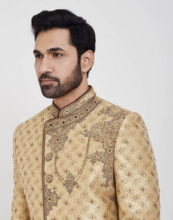 Collection of Gold Heavy Embroidery Sherwani With Peshawari Wedding Sherwani in a gallery layout