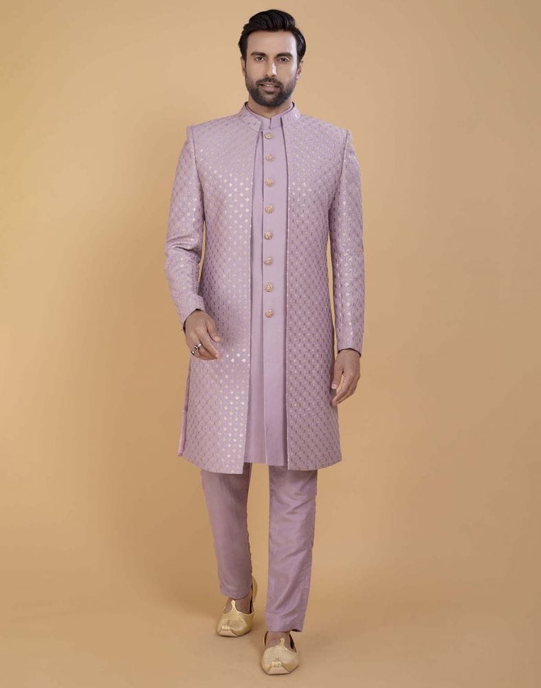 Collection of Stunning Light Pink Sequence Work Indo Open Jacket in a gallery layout