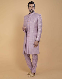 Collection of Stunning Light Pink Sequence Work Indo Open Jacket in a gallery layout