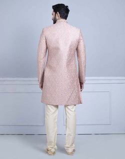 Collection of Light Pink Premium Embroidery Work Sherwani For Wedding in a gallery layout