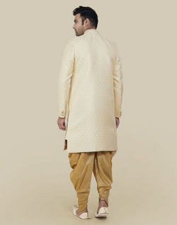 Collection of Cream Coloured Self Brocade Indo Open Jacket in a gallery layout