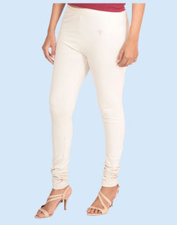 Collection of Twin Birds Ivory Snow Cotton Lycra Pencil Cut Women Legging in a gallery layout