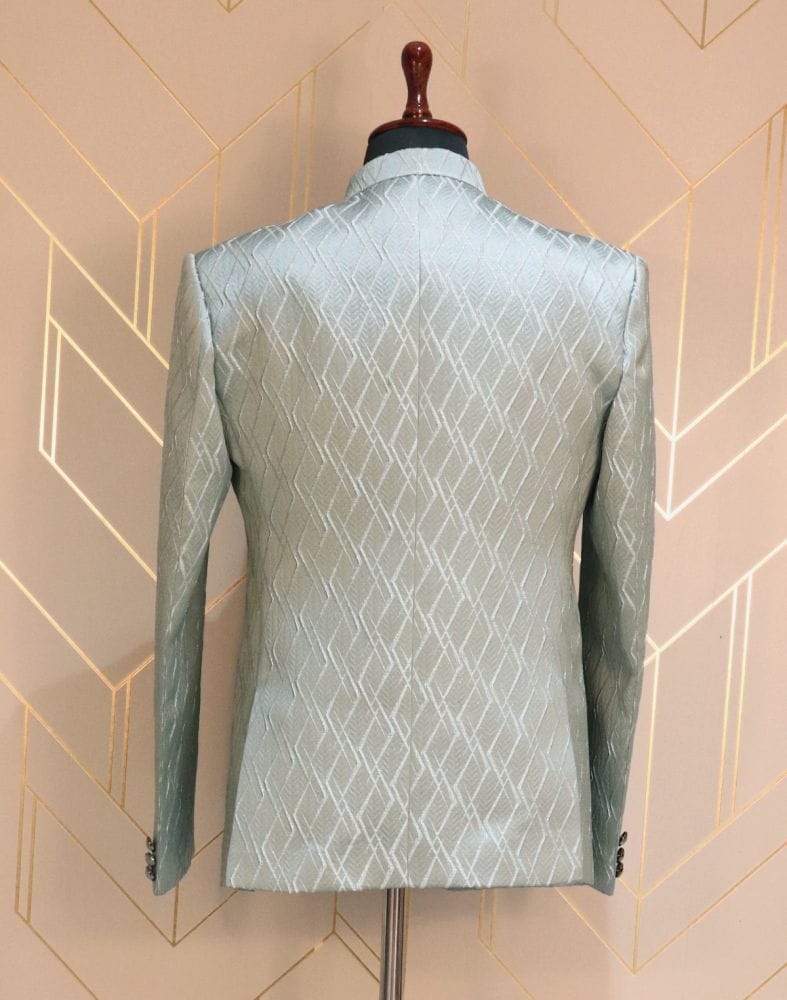 Pista Green Jacquard Geometric Jodhpuri Suit Set