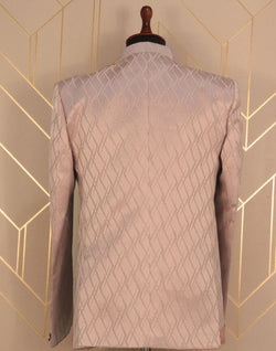 Collection of Pink Geometric Jacquard Weave Jodhpuri Suit Set in a gallery layout