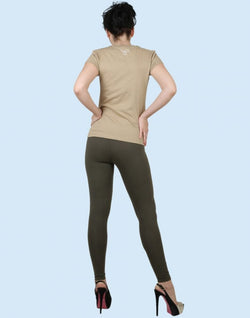 Collection of Twin Birds Jungle Green Cotton Lycra Pencil Cut Women Legging in a gallery layout