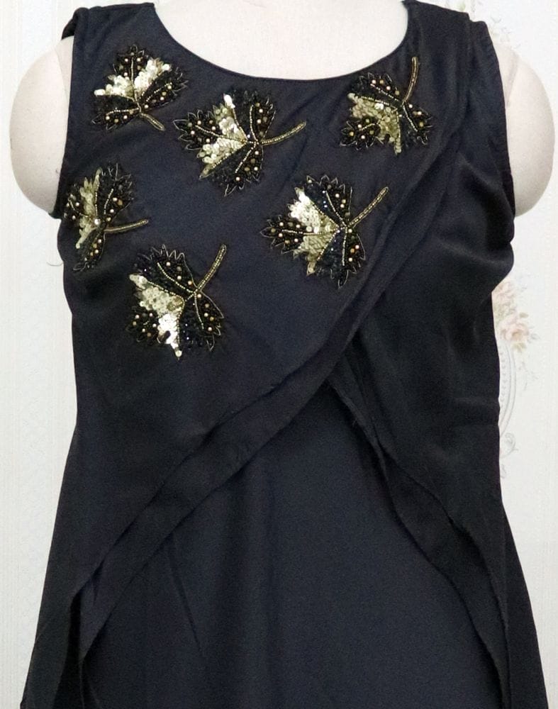 Dark Grey Silk Kundhan work Kurti