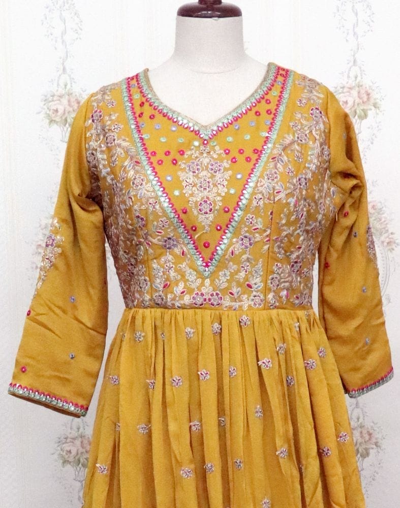 Mustard Semi Georgette fabric Kurti with Dupatta