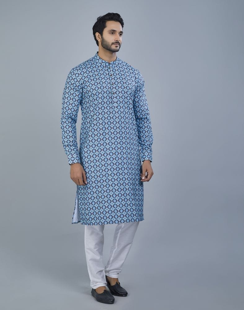 Ravishing Green Color Geometric Cotton Kurta