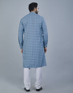 Collection of Ravishing Green Color Geometric Cotton Kurta in a gallery layout