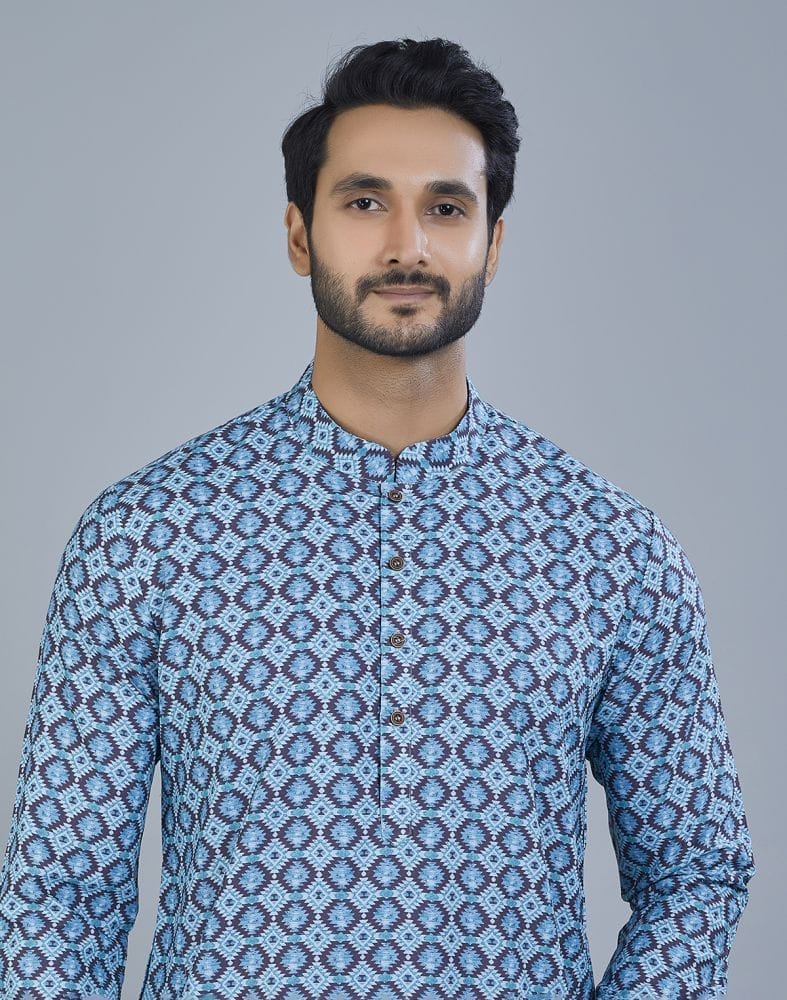 Collection of Ravishing Green Color Geometric Cotton Kurta in a gallery layout