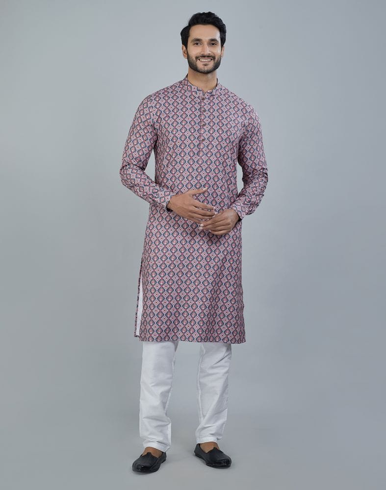 Collection of Beautiful Brown Color Geometric Cotton Kurta in a gallery layout