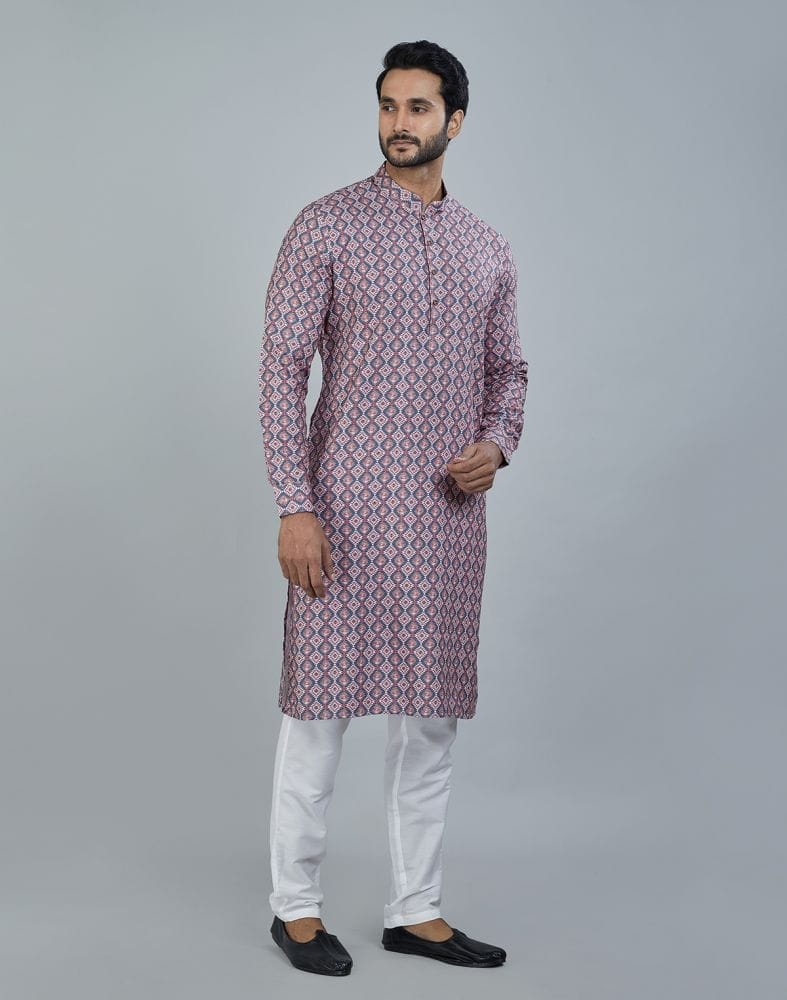 Collection of Beautiful Brown Color Geometric Cotton Kurta in a gallery layout