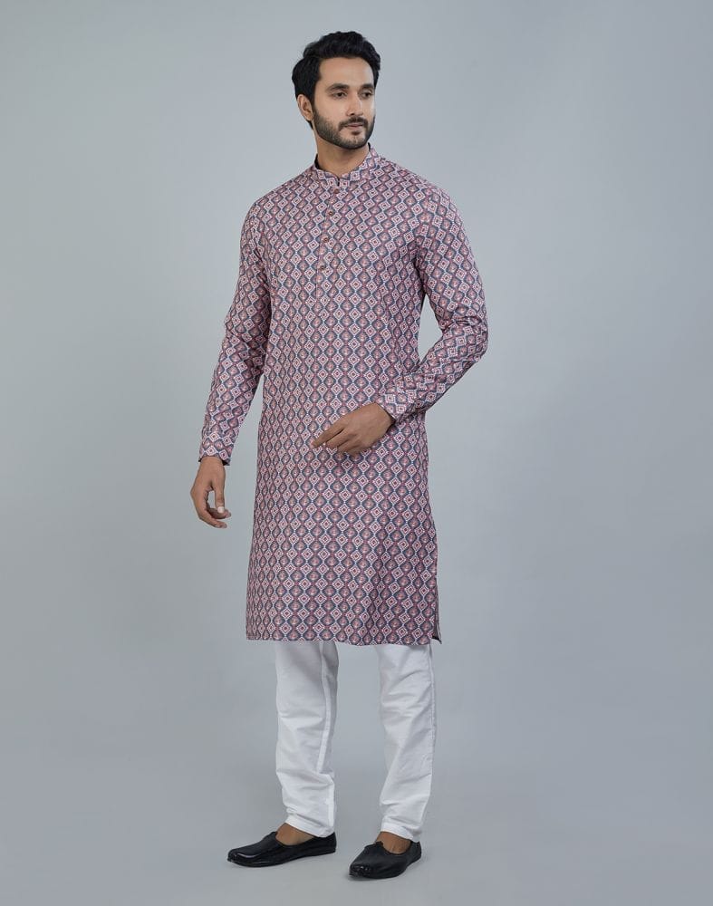 Collection of Beautiful Brown Color Geometric Cotton Kurta in a gallery layout