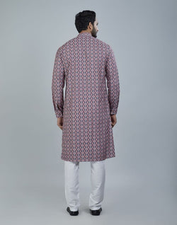 Collection of Beautiful Brown Color Geometric Cotton Kurta in a gallery layout