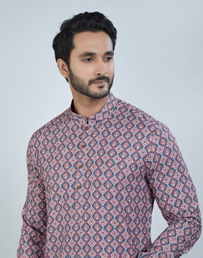 Collection of Beautiful Brown Color Geometric Cotton Kurta in a gallery layout