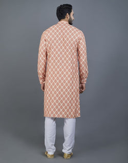 Collection of Appealing Orange Botanical Print Cotton Kurta in a gallery layout