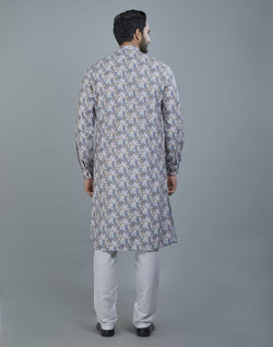 Collection of Pleasing White Color Floral Design Cotton Kurta in a gallery layout