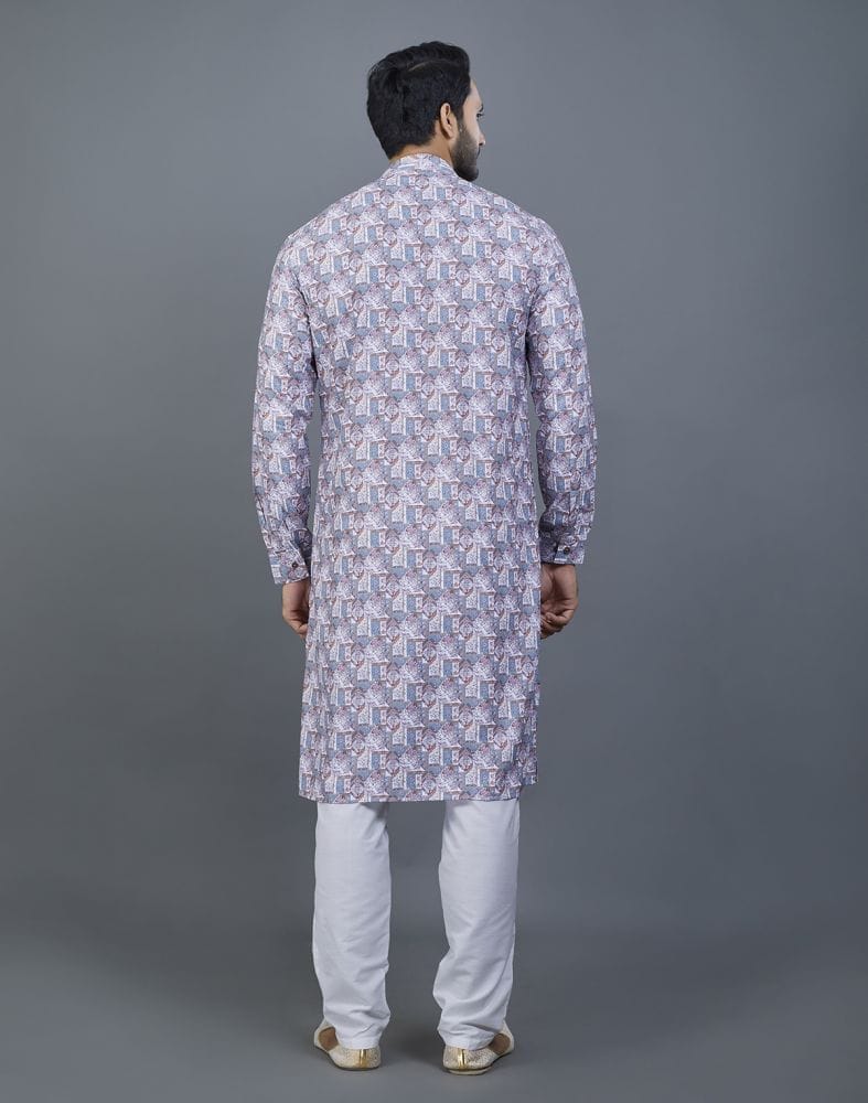 Stunning Grey Color Floral Design Cotton Kurta