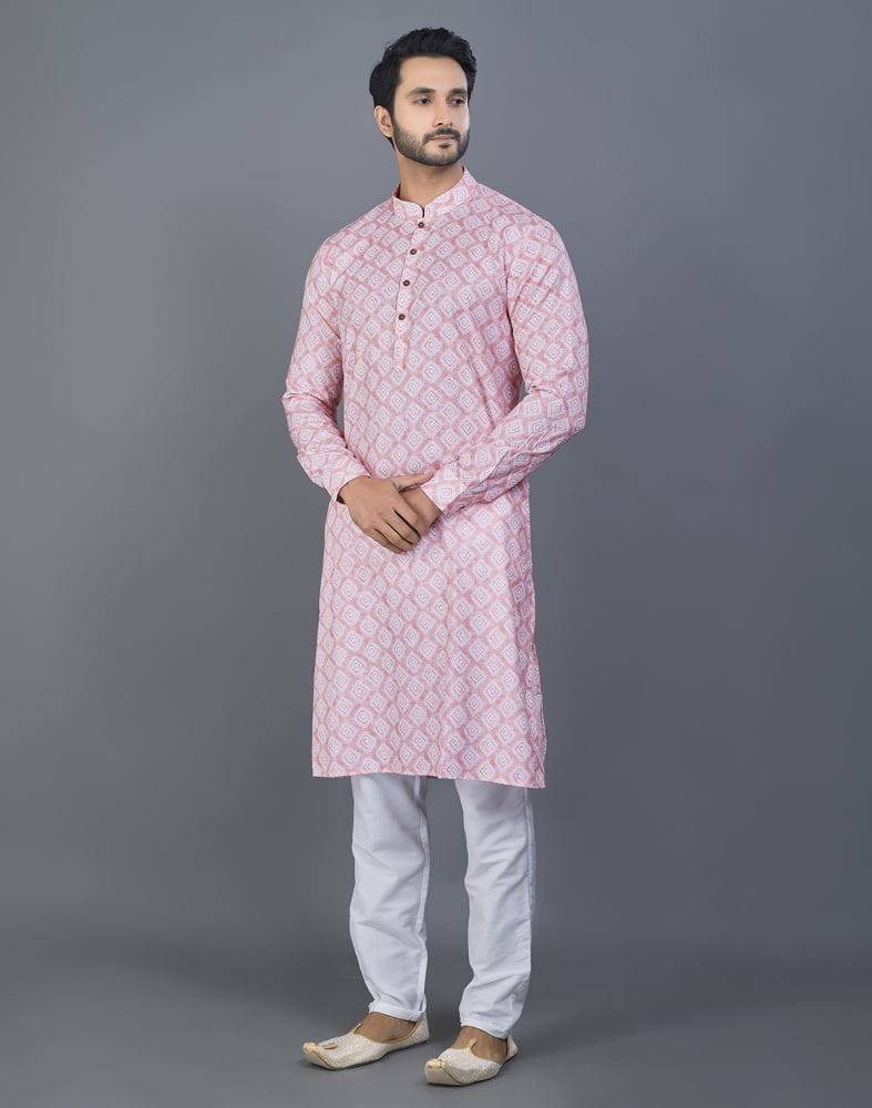 Collection of Dazzling Pink Color Geometric Cotton kurta in a gallery layout