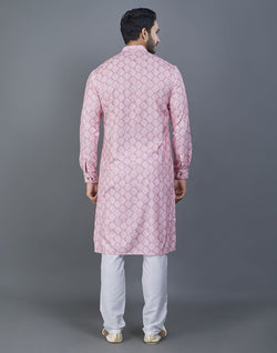 Collection of Dazzling Pink Color Geometric Cotton kurta in a gallery layout