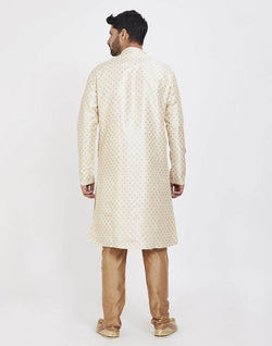 Collection of Cream Art Silk Booties Design Kurta Pajama in a gallery layout