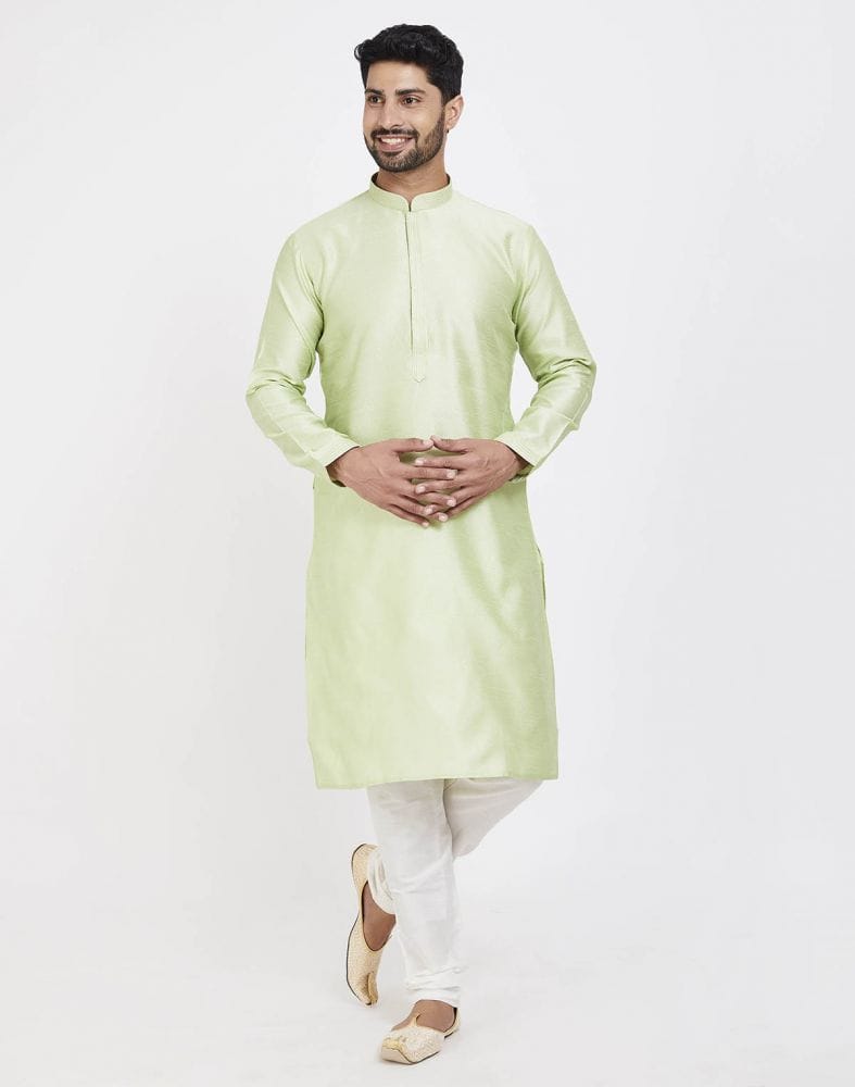 Pista Green Astonishing Self Brocade Kurta Pajama Set