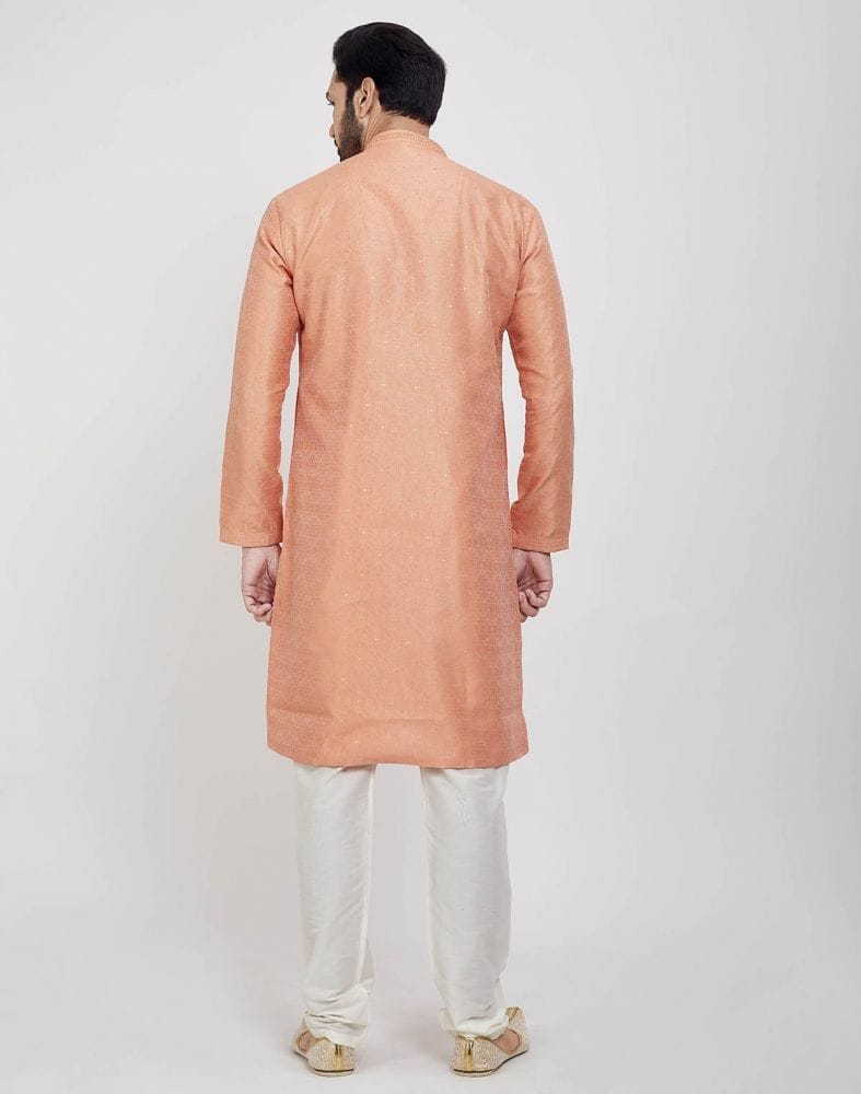 Orange Thread & Sequence Work Kurta Pajama Set