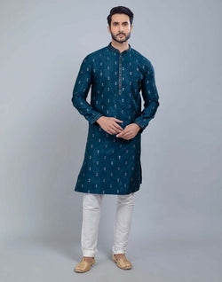 Collection of Rama Green Simple and Comfort Sequence design Kurta Set in a gallery layout