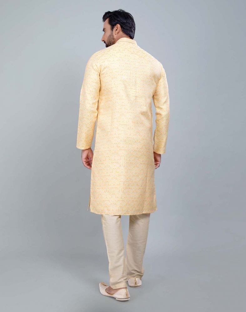 Collection of Georgette Yellow Self Design Multicolor Combo Kurta Set in a gallery layout