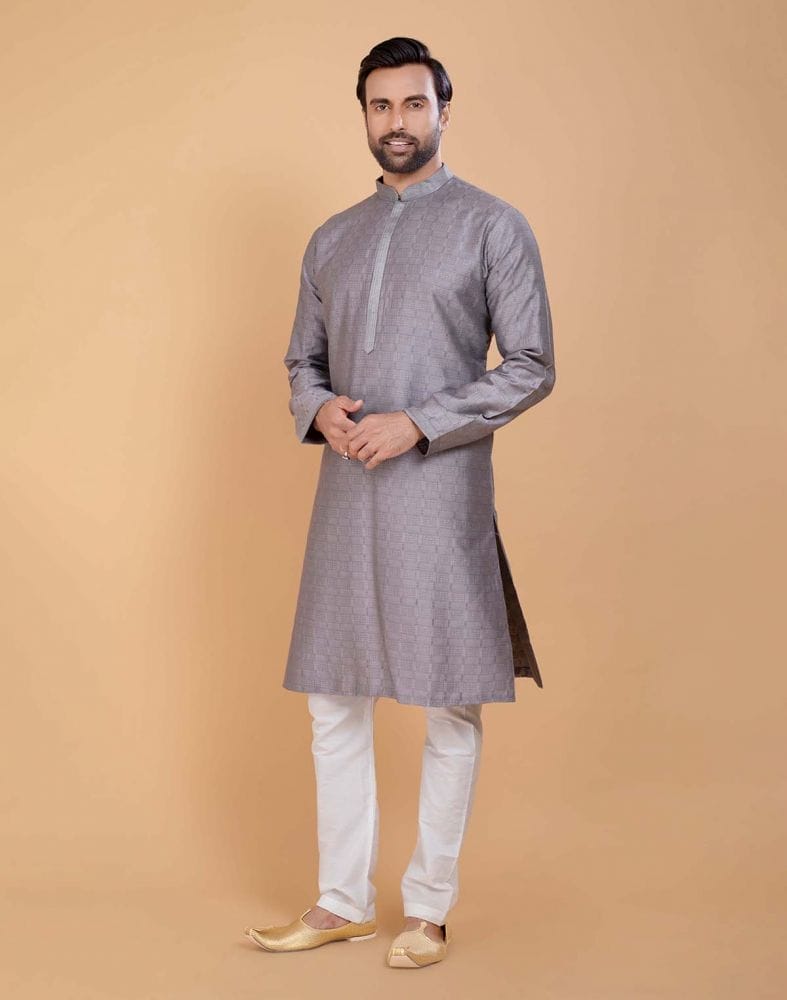 Collection of Soft Silk Kurta Set With All Over Simply Highlighted Design For Occasions in a gallery layout