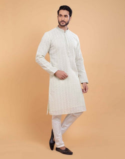 Collection of Stylish Georgette All Over Self Design Chikankari work Kurta Set in a gallery layout