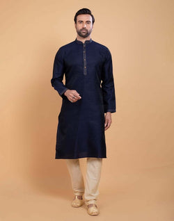 Collection of Simple Blue Coloured Self Made Festive Design Kurta Set in a gallery layout