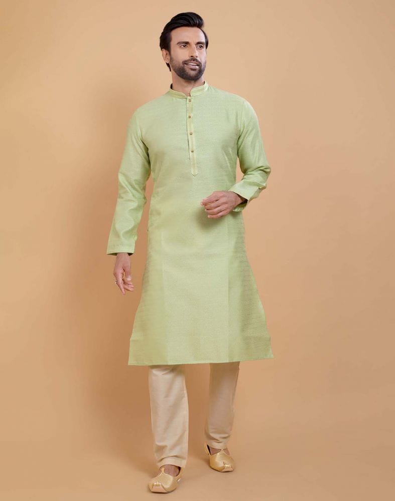 Pista Green Simple Self Made Festive Design Kurta Set