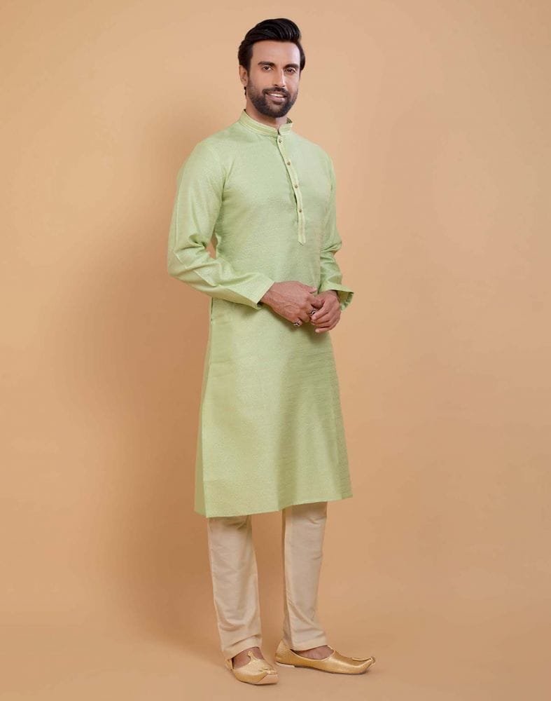 Pista Green Simple Self Made Festive Design Kurta Set