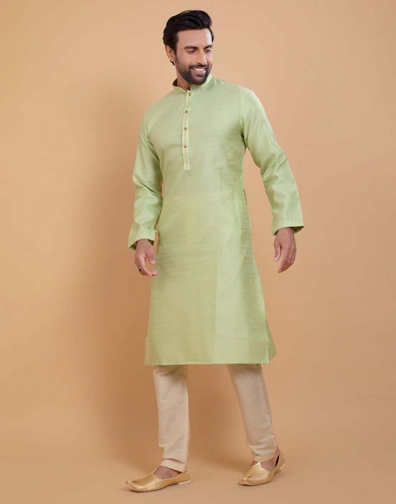 Pista Green Simple Self Made Festive Design Kurta Set