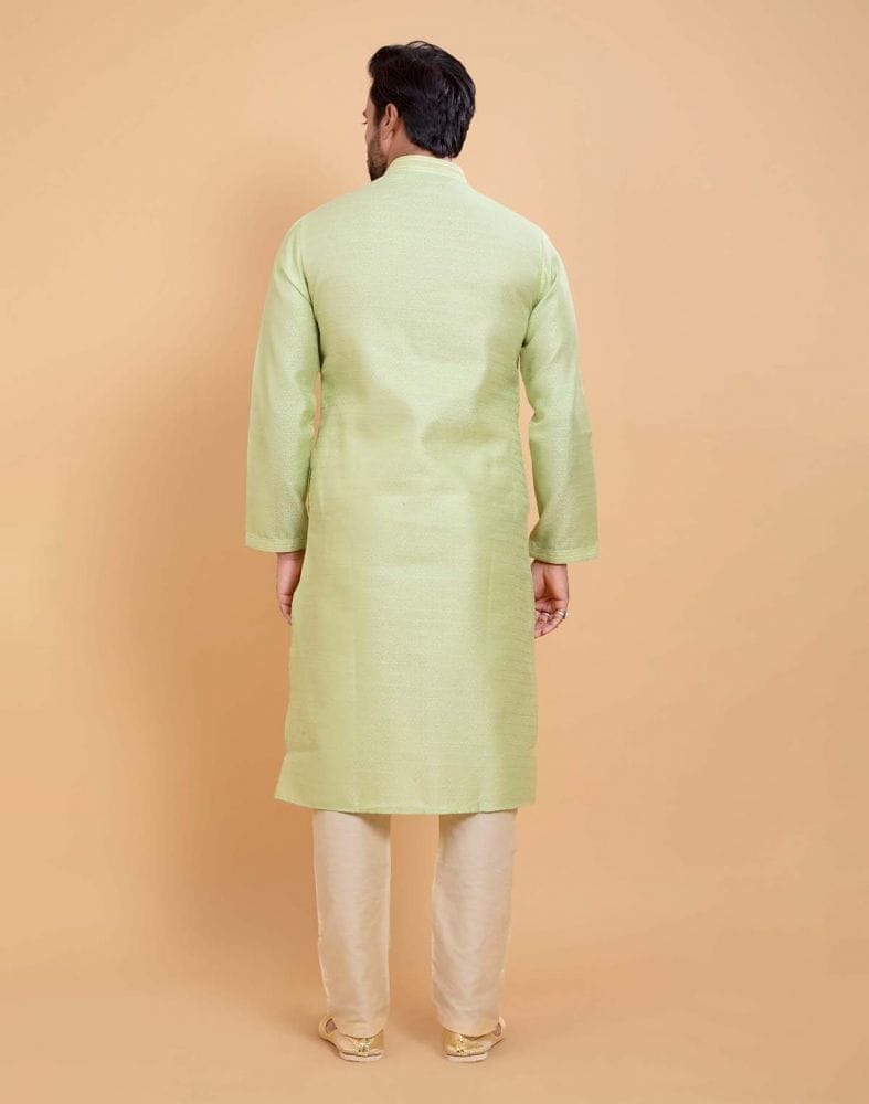 Pista Green Simple Self Made Festive Design Kurta Set