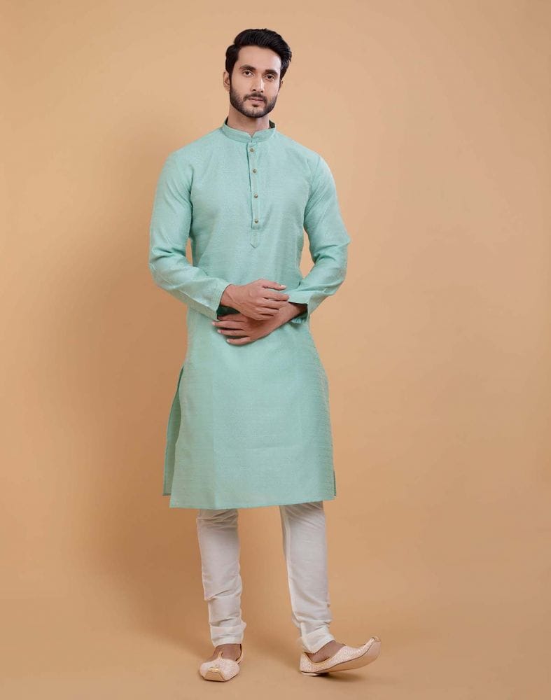 Sky Blue Simple Self Made Festive Design Kurta Set