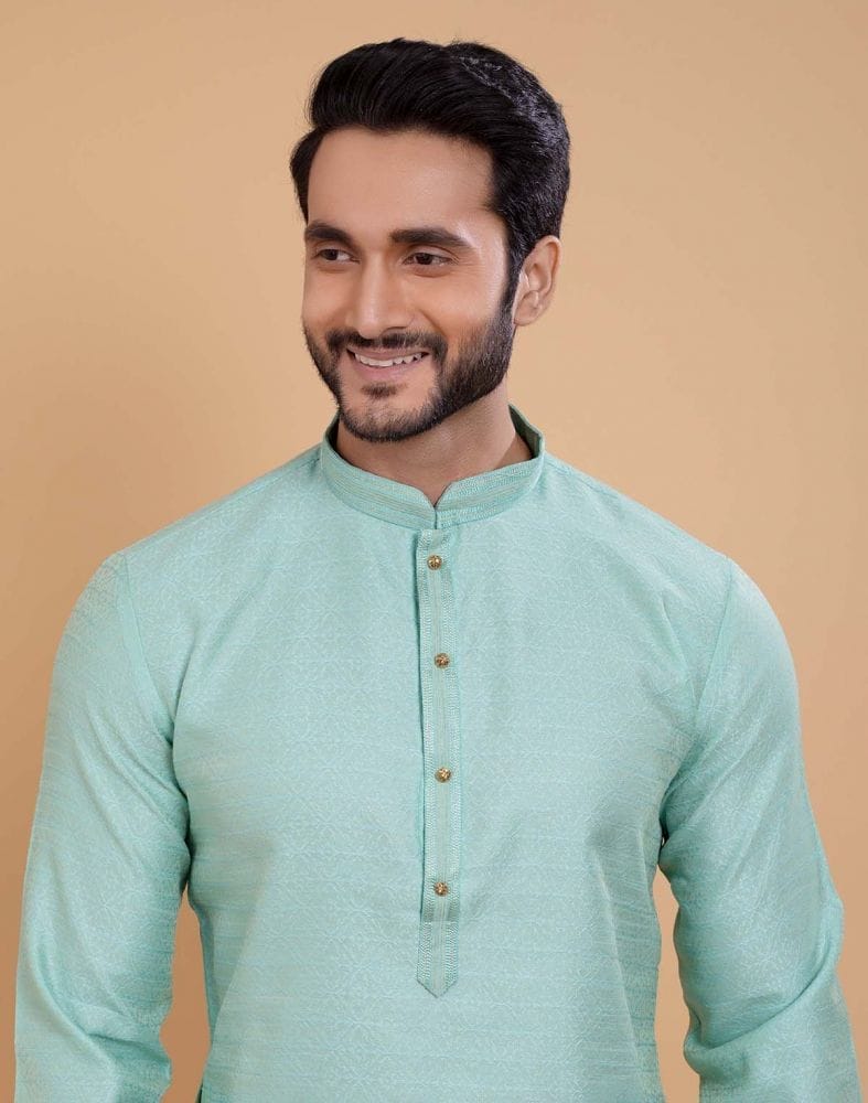 Sky Blue Simple Self Made Festive Design Kurta Set