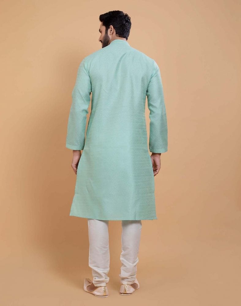 Sky Blue Simple Self Made Festive Design Kurta Set