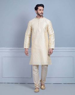 Collection of Soft Silk Luxurious Silver Booti Kurta Set in a gallery layout