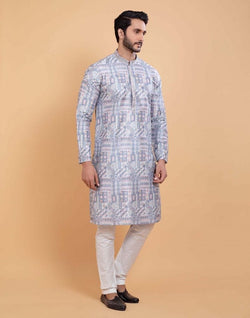 Collection of All Over Printed With Silk Zari Work Kurta Set in a gallery layout