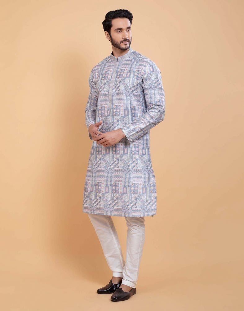 Collection of All Over Printed With Silk Zari Work Kurta Set in a gallery layout