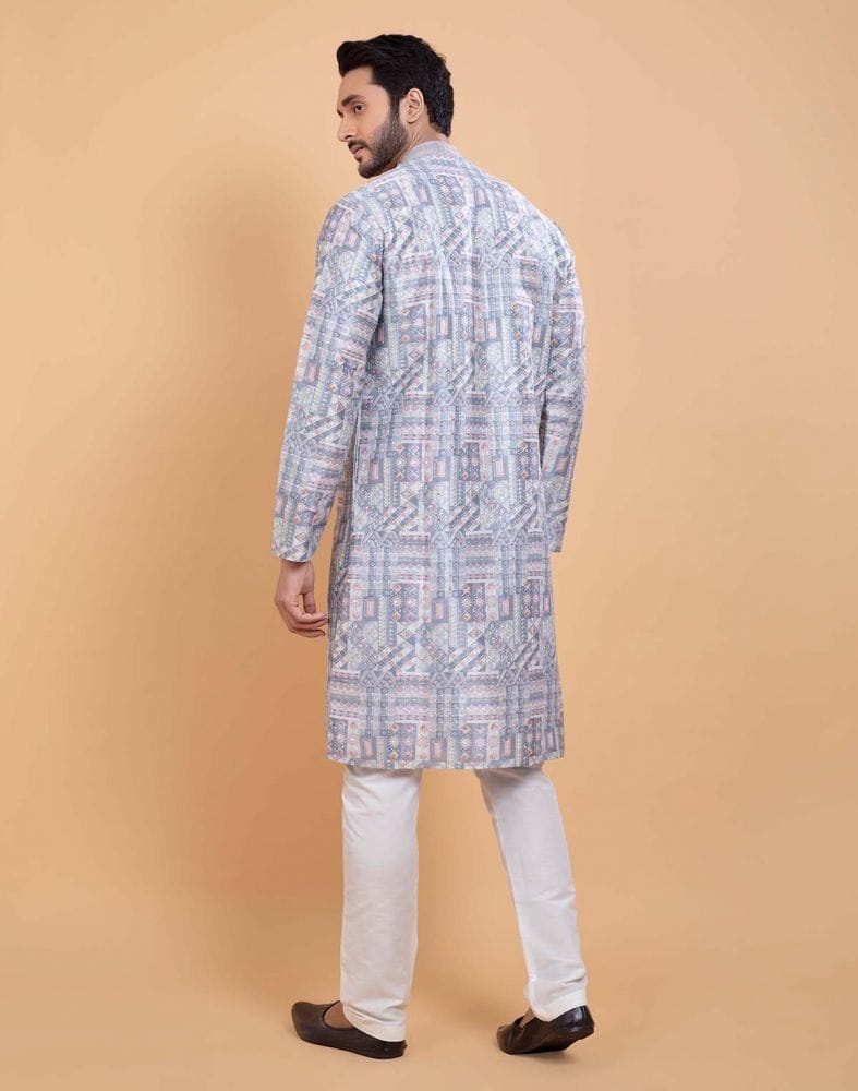 Collection of All Over Printed With Silk Zari Work Kurta Set in a gallery layout