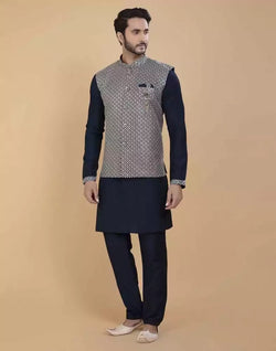 Collection of All Over Heavy Thread and Sequence Work Kurta Jacket Set in a gallery layout